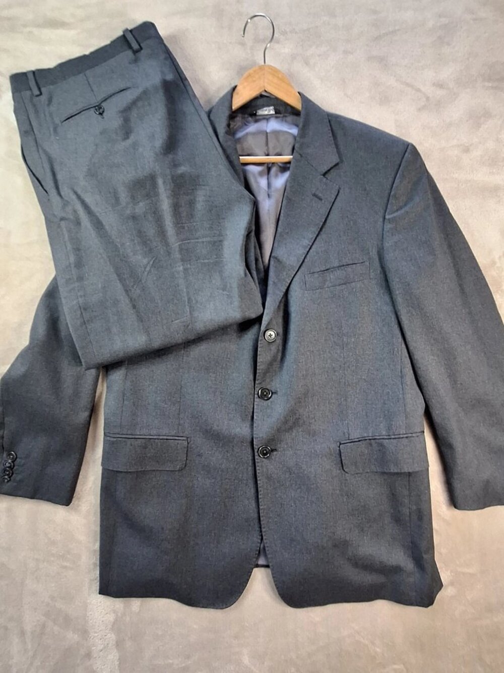 Luciano Barbera Suit Mens EU 54 US 44 Gray Wool Two Piece Made Italy Classic